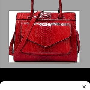 SOPHISTICATED  F I R E   ENGINE RED. Large-capacity Faux Leather Shoulder Bag.